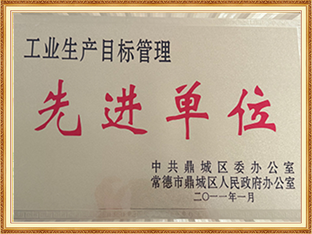 工業(yè)生產(chǎn)目標(biāo)管理先進單位